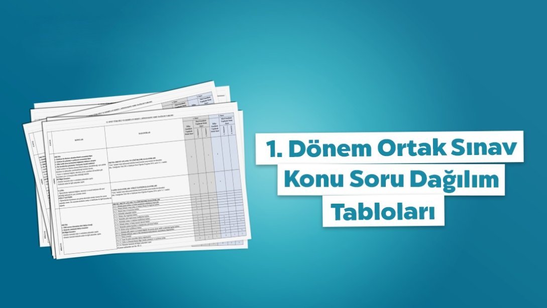 1. DÖNEM ORTAK SINAV KONU SORU DAĞILIM TABLOLARI